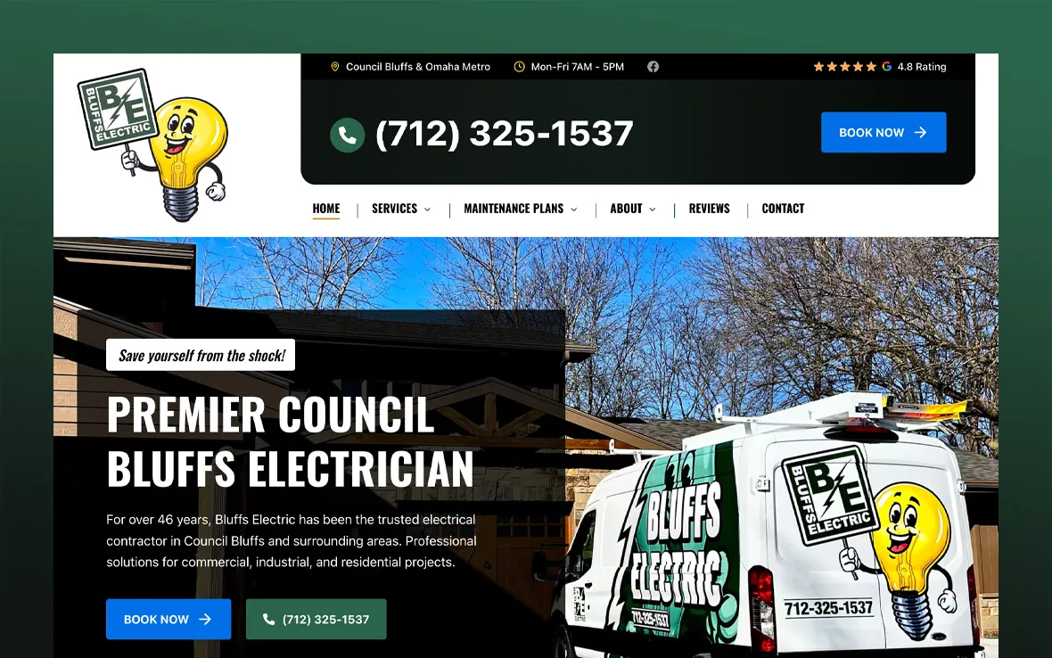 Bluffs Electric website