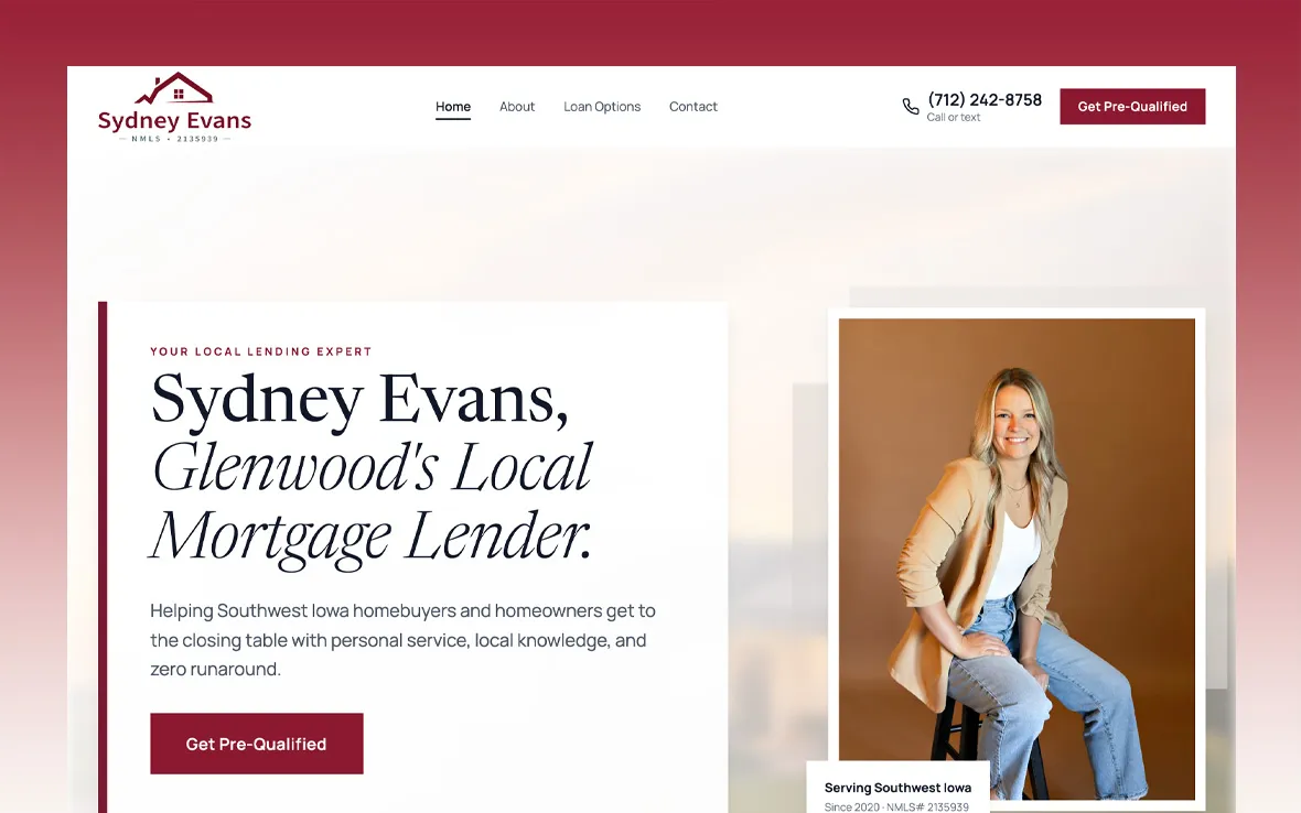 Sydney Evans, Loan Officer website